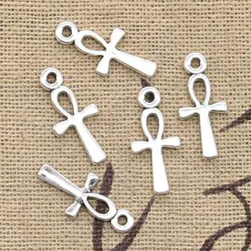 ERGOUP 100pcs Charms Egyptian ankh Life Symbol Cross 18x8mm Antique Making Vintage Tibetan Silver Zinc Alloy Pendant C