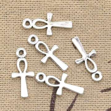 ERGOUP 100pcs Charms Egyptian ankh Life Symbol Cross 18x8mm Antique Making Vintage Tibetan Silver Zinc Alloy Pendant C