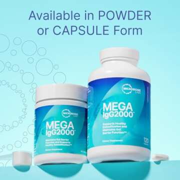 Microbiome Labs Mega IgG2000 Gut Health Powder for Women, Men & Kids 2+ - IgG Immunoglobulin Supplement for Digestive Health Support - Dairy-Free Bovine Colostrum Supplement Alternative (2.1 Ounces)