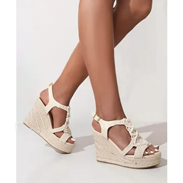 RUSAUISE Women's Espadrille Wedge Sandals - Comfortable Summer Style