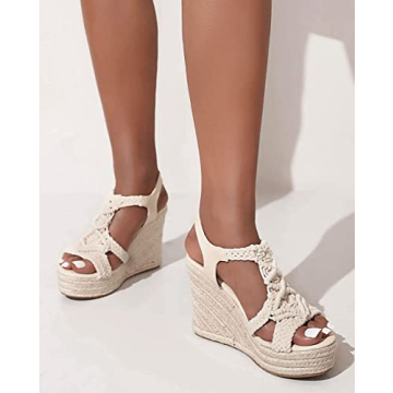 RUSAUISE Women's Espadrille Wedge Sandals - Comfortable Summer Style