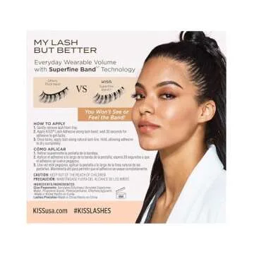 KISS MLBB My Lash But Better False Eyelashes, Everyday Wearable Volume with Superfine Band Technology, Easy To Apply, Reusable, Cruelty-Free, Contact Lens Friendly, Style 'All Mine', 1 Pair Fake Eyelashes All Mine 1 Pair (Pack of 1)