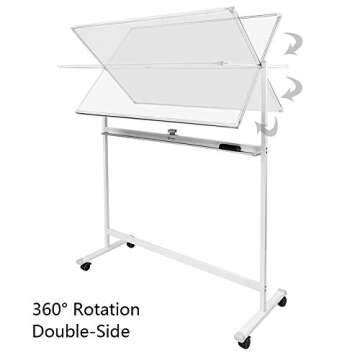 ShowMaven 48 x 32 Inches Mobile Whiteboard Freestanding,Double-Sided Magnetic White Board with Rolling Wheels, Standing Whiteboard，Aluminum Frame