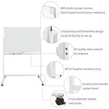 ShowMaven Mobile Whiteboard, 48x32 Inch, Freestanding