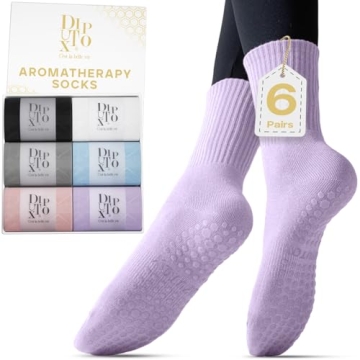 6 Pairs Pilates Socks with Grips for Non-Slip Comfort in Yoga and Barre Workouts