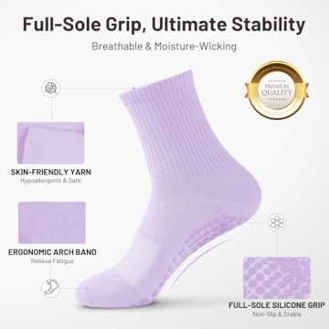 Comfortable Non-Slip Pilates Socks with Grips for Women