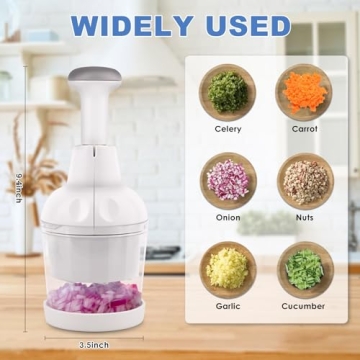 Vegetable Chopper, Food Chopper Manual Hand, Onion Chopper, Salad Chopper, Garlic Chopper, Veggie Chopper Dishwasher Safe, Nut Chopper, Vegetable Cutter, White