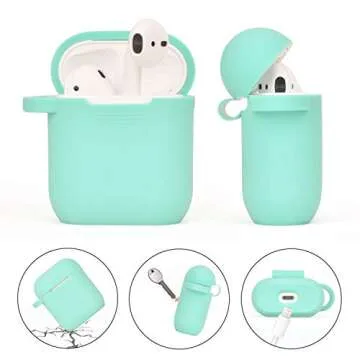 Stylish Mint Green Silicone Case for AirPods 2 & 1