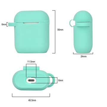 Filoto Compatible with Airpod 2&1 Case Cover, Cute Silicone Protective Accessories Cases/Keychain/Pompom, Best Gift for Girls and Women, Matt Mint Green