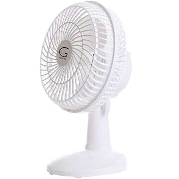 Genesis 6-Inch Clip Convertible Table-Top & Clip Fan Two Quiet Speeds - Ideal For The Home, Office, Dorm, More Off White