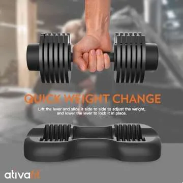 ATIVAFIT Adjustable 44LBS Pair/ 66LBS Pair/ 88 LBS Singel Dumbbell Free Weights Dumbbell Multiweight Options for Men Women Full Body Workout Fitness Home Gym (DB-20-001-black-1)