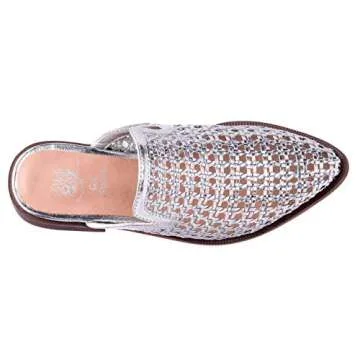 Stylish GC Shoes Women's Sparda Leatherette Caged Flat Mule