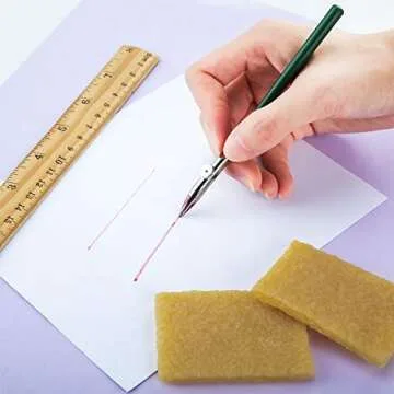 Outus Art Ruling Pen Set, Including Ruling Ink Masking Fluid Pen with 2 Pieces Glue Residue Eraser for Drawing Mounting Art Artists