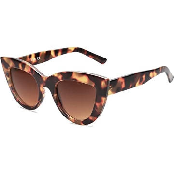 SOJOS Retro Small Vintage Cat Eye Sunglasses for Women Cute Fashion UV400 Sunnies SJ2939, Dark Tortoise/Gradient Brown