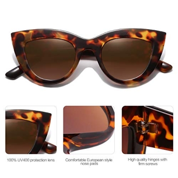 SOJOS Retro Small Vintage Cat Eye Sunglasses for Women Cute Fashion UV400 Sunnies SJ2939, Dark Tortoise/Gradient Brown