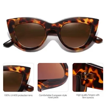 SOJOS Retro Small Vintage Cat Eye Sunglasses for Women Cute Fashion UV400 Sunnies SJ2939, Dark Tortoise/Gradient Brown