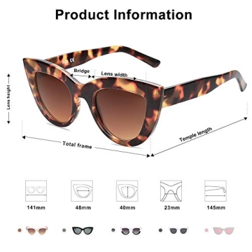 SOJOS Retro Small Vintage Cat Eye Sunglasses for Women Cute Fashion UV400 Sunnies SJ2939, Dark Tortoise/Gradient Brown