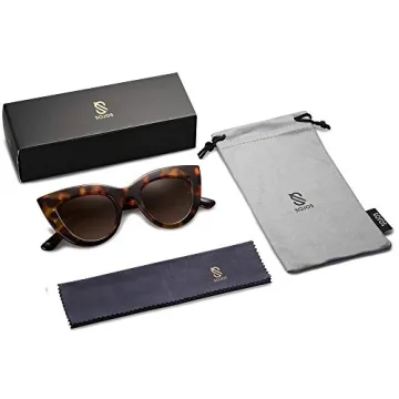 SOJOS Retro Small Vintage Cat Eye Sunglasses for Women Cute Fashion UV400 Sunnies SJ2939, Dark Tortoise/Gradient Brown