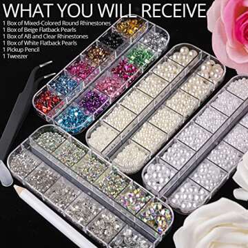 Dazzling Nail Art Rhinestones and Pearls Set for DIY Enthusiasts