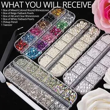 Dazzling Nail Art Rhinestones and Pearls Set for DIY Enthusiasts