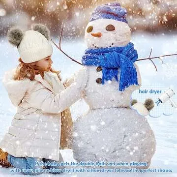 Century Star Baby Girl Hats Winter Cute Baby Beanies for Girls Boys Knit Baby Hats Warm Infant Toddler Hat Pom Pom Caps 1Pc White One Size