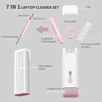 Laptop Cleaner, 7 in 1 Keyboard Cleaner Set, Computer MacBook Earphone Cleaning Kit, Tablet and Scre...