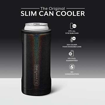 BrüMate Hopsulator Slim Can Cooler Insulated for 12oz Slim Cans | Skinny Can Insulated Stainless St...