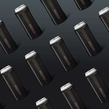 BrüMate Hopsulator Slim Can Cooler Insulated for 12oz Slim Cans | Skinny Can Insulated Stainless Steel Drink Holder for Hard Seltzer, Beer, Soda, and Energy Drinks (Glitter Charcoal)