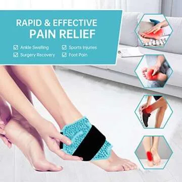 Ankle/Sport Foot Ice Therapy Wrap,Hot Cold Ice Gel Pack with Adjustable Brace for Sprained Ankles, Plantar Fasciitis, Achilles,tendonitis, and Swelling Feet,Microwaveable, Freezable and Reusable