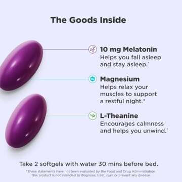 OLLY Ultra Strength Sleep Softgels, 10mg Melatonin, L-Theanine, Chamomile, Magnesium, Lemon Balm, Supports Deep Restful Sleep, Nighttime Sleep Aid, Non Habit-Forming - 60 Count