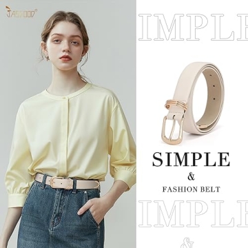JASGOOD Stylish Women's Leather Belts Set Fashion Gold Buckles