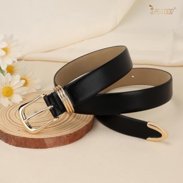 JASGOOD Stylish Women's Leather Belts Set Fashion Gold Buckles