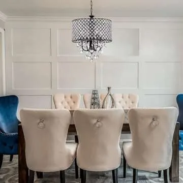 Edvivi Marya Drum Crystal Chandelier, 4 Lights Glam Lighting Fixture with Oil Rubbed Bronze Finish, Adjustable Ceiling Light with Round Crystal Drum Shade, Dining Room Light for Living Room, Bedroom