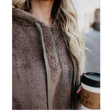 Sherpa Fleece Pullover Hoodie - Cozy Women's Fuzzy Sweatshirt