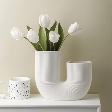 Elegant White U Shaped Vase for Home Decor and Gifting