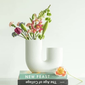 Elegant White U Shaped Vase for Home Decor and Gifting