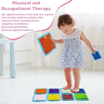 16 Sets Textured Sensory Tiles Mini Mats Educational Tactile Sensory Toys Assorted Texture Floor Tiles Textured Mat for Autism Learning Play Fidget Activity Game(Square)