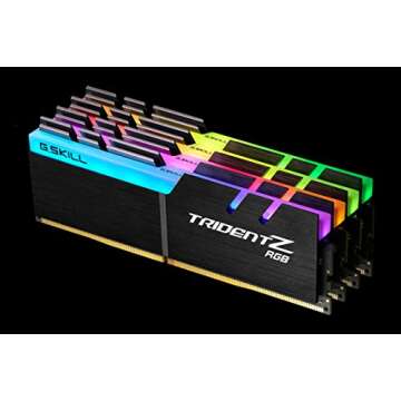 G.SKILL F4-3600C16Q-32GTZR 32 GB (8 GB x 4) Trident Z RGB Series DDR4 3600 MHz Dual Channel Memory Kit - Black with Full Length RGB LED Light bar