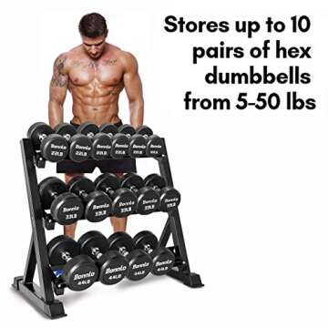 Bonnlo 3 Tier Dumbbell Rack Only, 660 LBS Load-Bearing Heavy Duty Steel Dumbbell Stand Quick Assembly for Home Gym, Black