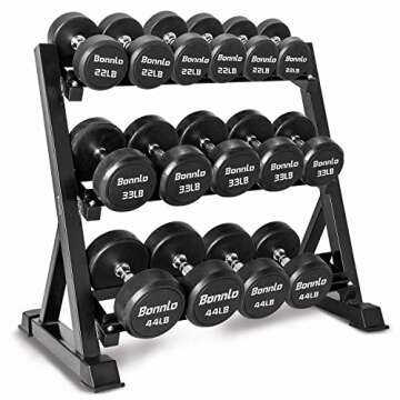 Bonnlo 3 Tier Dumbbell Rack Only, 660 LBS Load-Bearing Heavy Duty Steel Dumbbell Stand Quick Assembly for Home Gym, Black