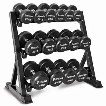 Bonnlo 3 Tier Dumbbell Rack Only, 660 LBS Load-Bearing Heavy Duty Steel Dumbbell Stand Quick Assembly for Home Gym, Black