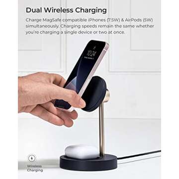 iOttie Velox Magnetic Wireless Duo Stand. 7.5W Mounting Stand + 5W Charging Pad. MagSafe Compatible ...