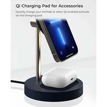 iOttie Velox Magnetic Wireless Duo Stand. 7.5W Mounting Stand + 5W Charging Pad. MagSafe Compatible for iPhone 12, iPhone 13, iPhone 14, & iPhone 15 Series & Qi AirPods Charger (Adapter not Included)