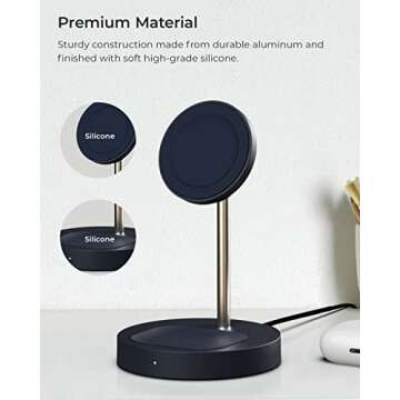 iOttie Velox Magnetic Wireless Duo Stand. 7.5W Mounting Stand + 5W Charging Pad. MagSafe Compatible for iPhone 12, iPhone 13, iPhone 14, & iPhone 15 Series & Qi AirPods Charger (Adapter not Included)