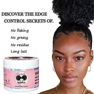 Edge Control Wax for Women Strong Hold Non-greasy Edge Smoother, Edge Wax Styling Tamer Edge Control for Black Hair No Flaking, White Residue, Shine and Smooth Strawberry Scent 4oz