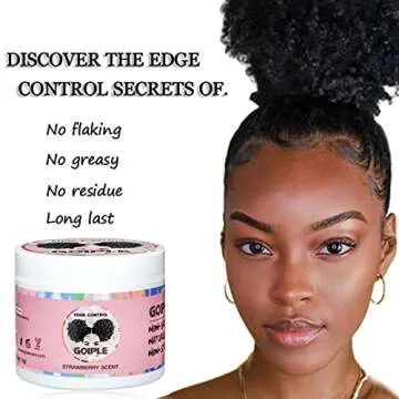 Edge Control Wax for Women Strong Hold Non-greasy Edge Smoother, Edge Wax Styling Tamer Edge Control for Black Hair No Flaking, White Residue, Shine and Smooth Strawberry Scent 4oz