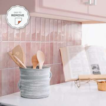 SMART TILES Peel and Stick Backsplash - 5 Sheets of 11.43" x 9" - 3D Adhesive Peel and Stick Tile Backsplash for Kitchen, Bathroom, Wall Tile