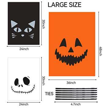 Labeol Halloween Pumpkin Leaf Bags 6Pcs Halloween Decorations Outdoor Halloween Lawn Bags with Ties ...
