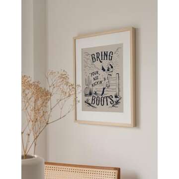 TwoDays Cowgirl Room Decor, Vintage Western Wall Art Prints for Teen Girls Bedroom, Bring Your Kicking Boots Poster for Dorm. (12" X 16", UNFRAMED)