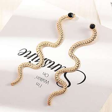 Gold Silver Personality Wave Snake Earrings for Woman (Gold)